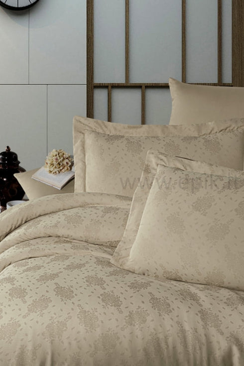 Exclusive žakardinio satino "Jacquard Collection" patalynės komplektas "Marelda Cappuccino", kapučino  spalvos